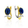 Bicolor Gilded Silver Azurite Earrings, image 