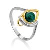 Stylish Gilded Silver Malachite Ring, Ring Size: 8.5 / 18.5, image 