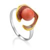 Flamboyant Design Gilded Silver Coral Ring, Ring Size: 8 / 18, image 
