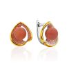 Flamboyant Design Silver Coral Earrings, image 