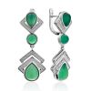 Gorgeous Geometric Design Silver Agate Earrings, image 