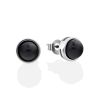 Minimalist Silver Onyx Stud Earrings, image 