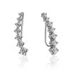 Shimmering Silver Crystal Climber Earrings, image 