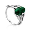 Chic Silver Reconstituted Malachite Ring, Ring Size: 7 / 17.5, image 