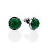 Bright Silver Reconstituted Malachite Stud Earrings, image 
