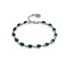 Sleek Silver Reconstituted Malachite Link Bracelet, image 