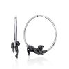 Panther Design Silver Hoop Earrings, image 