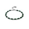 Silver Reconstituted Malachite Link Bracelet, image 