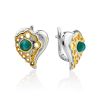 Heart Motif Gilded Silver Amazonite Earrings, image 