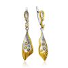 Stingray Motif Bicolor Gilded Silver Dangle Earrings, image 