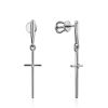 Cross Design Silver Crystal Dangle Earrings, image 