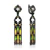 Luminous Blackened Silver Enamel Earrings The Gothic, image 