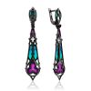 Exquisite Blackened Silver Enamel Earrings With Garnet The Gothic, image 