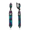 Fabulous Blackened Silver Enamel Earrings With Garnet The Gothic, image 