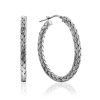 Elliptical Design Silver Hoop Earrings The Silk, image 