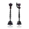 Blackened Silver Enamel Dangle Earrings With Garnet The Gothic, image 