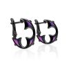 Vintage Style Silver Enamel Half Hoop Earrings The Gothic, image 