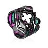 Luminous Blackened Silver Stackable Ring With Garnet  And EnamelThe Gothic, Ring Size: 6.5 / 17, image 