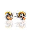 Tri Color Gilded Silver Stud Earrings The Silk, image 