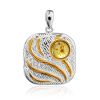 Mix Tone Gilded Silver Amber Pendant, image 