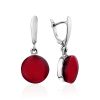 Geometric Design Silver Amber Dangle Earrings The Sangria, image 