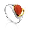 Sleek Gilded Silver Coral Ring, Ring Size: 7 / 17.5, image 