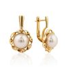Chic Gilded Silver Pearl Earrings, image 
