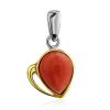Sleek Gilded Silver Coral Pendant, image 