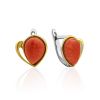 Sleek Gilded Silver Coral Earrings, image 