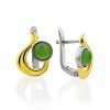 Sleek Gilded Silver Jade Earrings, image 