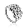 Fashionable Silver Beaded Ring The Sparkling, Ring Size: 8 / 18, image 