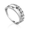 Stylish Silver Crystal Ring, Ring Size: 5 / 15.5, image 