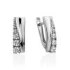 Chic Silver Crystal Earrings, image 