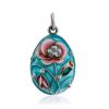 Refined Floral Motif Silver Enamel Egg Pendant The Romanov, image 