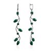 Floral Motif Silver Reconstituted Malachite Earrings, image 