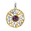 Gorgeous Gilded Silver Charoite Pendant, image 