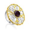 Gorgeous Gilded Silver Charoite Ring, Ring Size: 7 / 17.5, image 