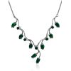 Floral Motif Silver Reconstituted Malachite Necklace, image 