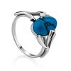 Elegant Silver Reconstituted Turquoise Ring, Ring Size: 6.5 / 17, image 