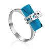 Stylish Silver Reconstituted Turquoise Ring With Crystal, Ring Size: 6.5 / 17, image 