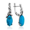 Bright Silver Reconstituted Turquoise Earrings, image 