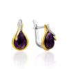 Tulip Motif Gilded Silver Charoite Earrings, image 