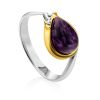 Chic Gilded Silver Charoite Ring, Ring Size: 7 / 17.5, image 