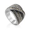 Silver Marcasite Wide Band Ring The Lace, Ring Size: 6.5 / 17, image 