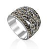 Bold Silver Marcasite Ring The Lace, Ring Size: 7 / 17.5, image 