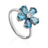 Floral Design Silver Topaz Ring, Ring Size: 6.5 / 17, image 