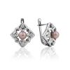 Ornate Silver Pearl Earrings With Crystals, image 
