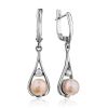 Classy Silver Pearl Drop Earrings, image 