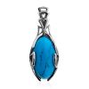 Bright Silver Reconstituted Turquoise Pendant, image 