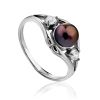 Classy Silver Dark Pearl Ring With Crystals, Ring Size: 8.5 / 18.5, image 